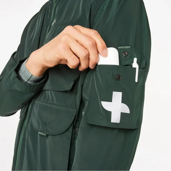 FIGS Men’s On-Shift Extremes Jacket Lightweight Hooded Windbreaker Green Medium - Picture 5 of 16